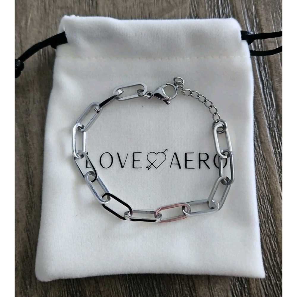 Love Aero Harper Paperclip Bracelet Bracelet Silver 6.5"+1" Extender